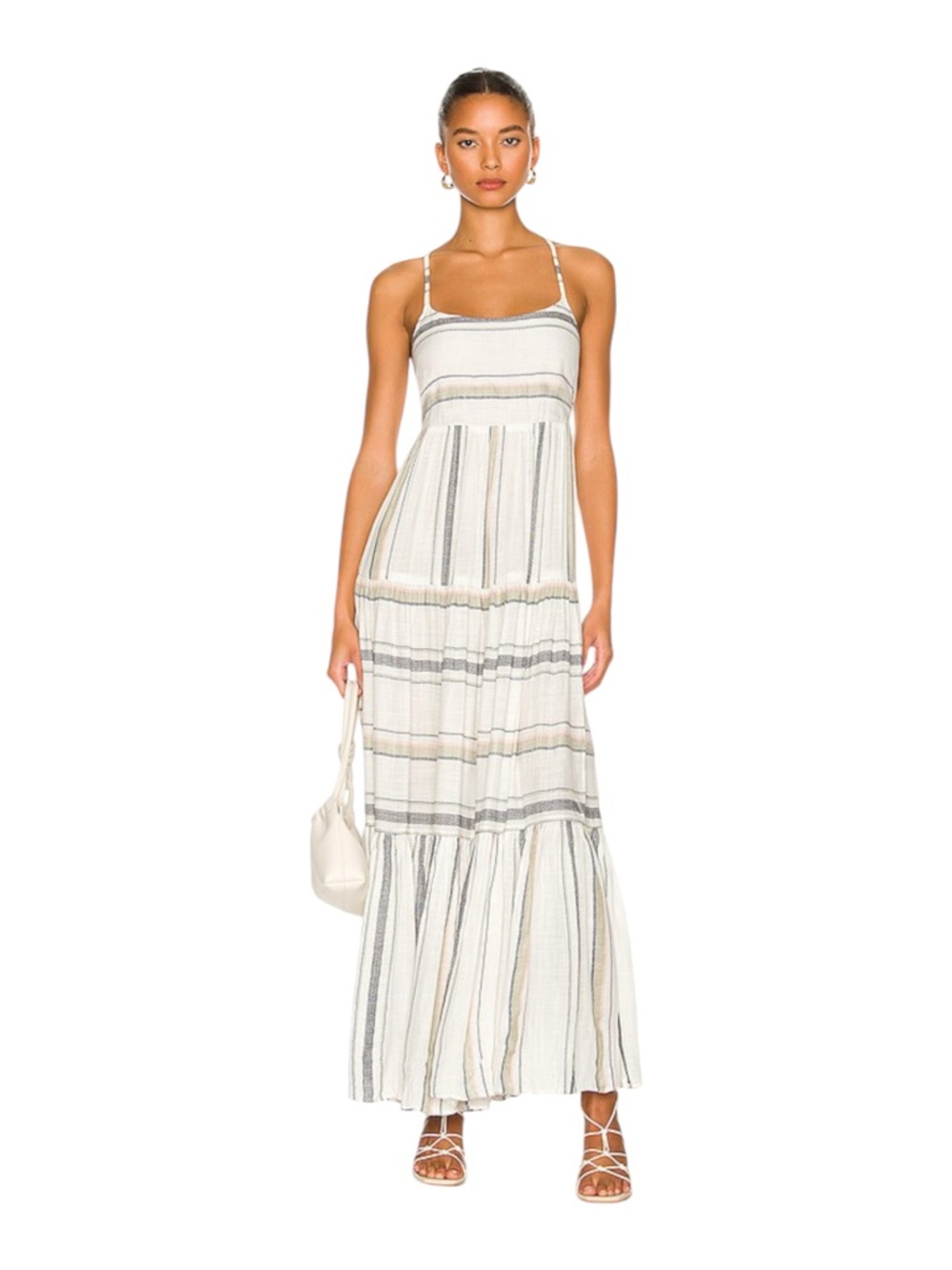 L* Space Santorini in Isla Vista Stripe Tiered Maxi Slip Dress Sz. XS - Picture 3 of 11